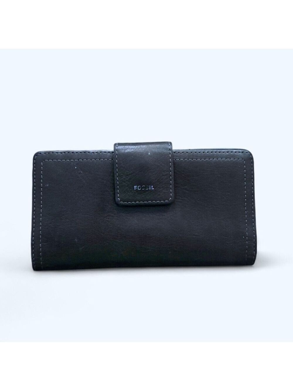 Fossil Logan RFID tab clutch wallet dark navy blue